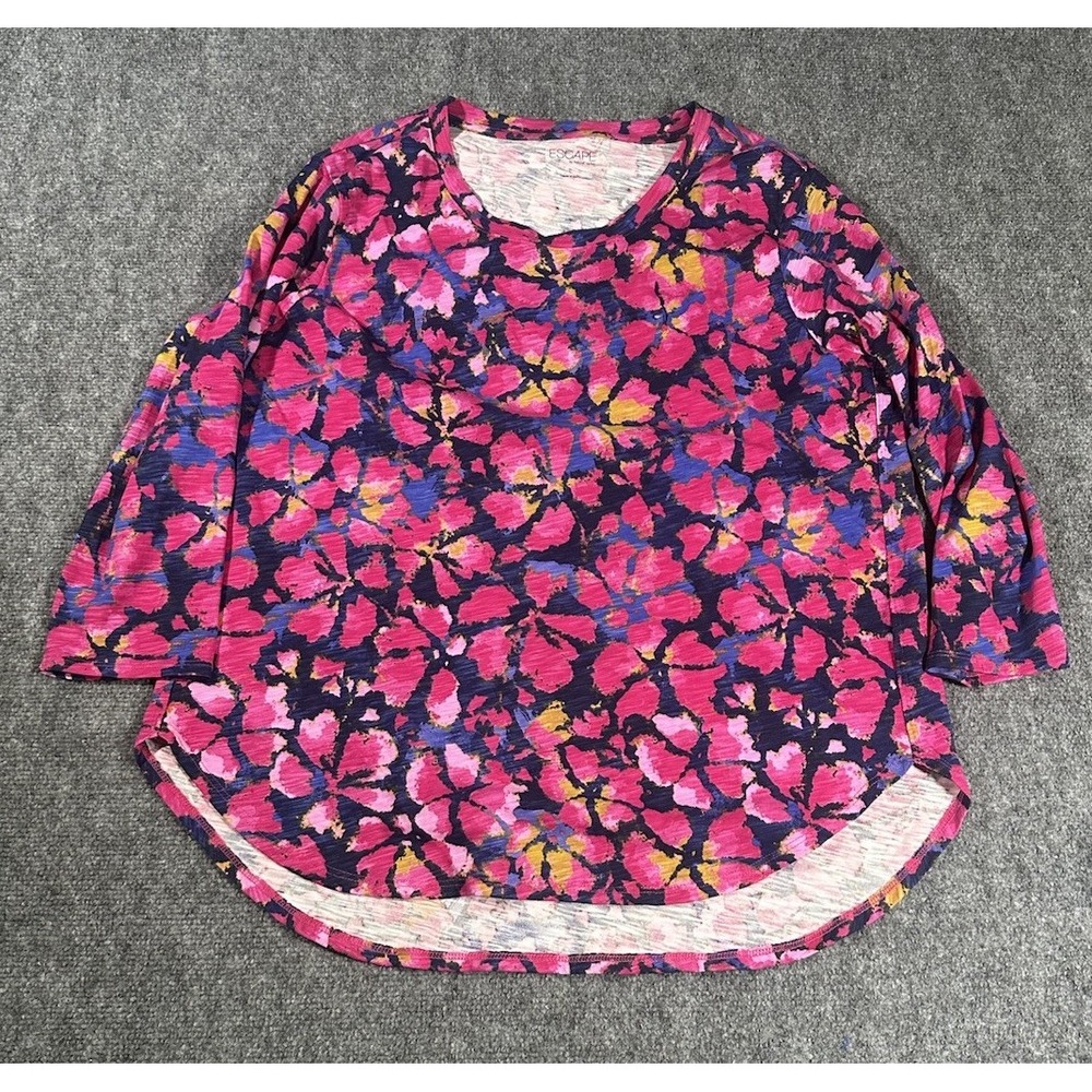 Escape By Habitat Women's Large Floral L/S Blouse Pink EUC
